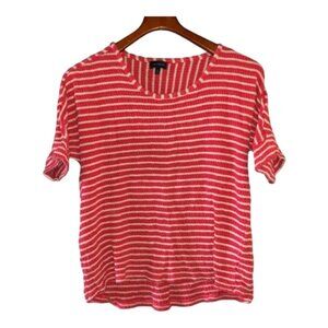 The Limited Coastal Striped Knit Short Sleeve Sweater Medium